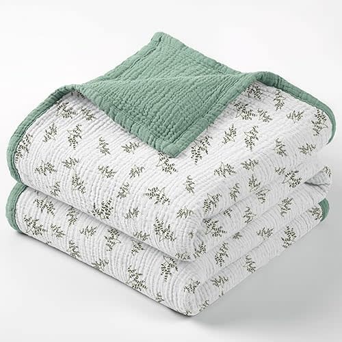 Lulu moon Muslin Quilt Blanket, Crib Blanket for Baby and Toddler,47x47 Inches(Lotusleaf Tree)