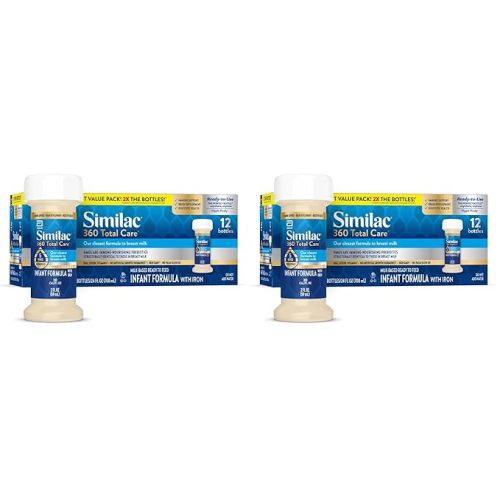 Similac 360 Total Care Infant Formula, Has 5 HMO Prebiotics, Our Closest Prebiotic Blend to Breast Milk, Non-GMO,‡ Baby Formula, Ready to Feed, 2-fl-oz Bottle, Pack of 24