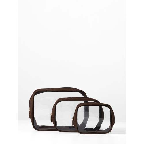 Clear Nappy Bag Organiser Case Set - Chocolate Polyester (Set of 3)