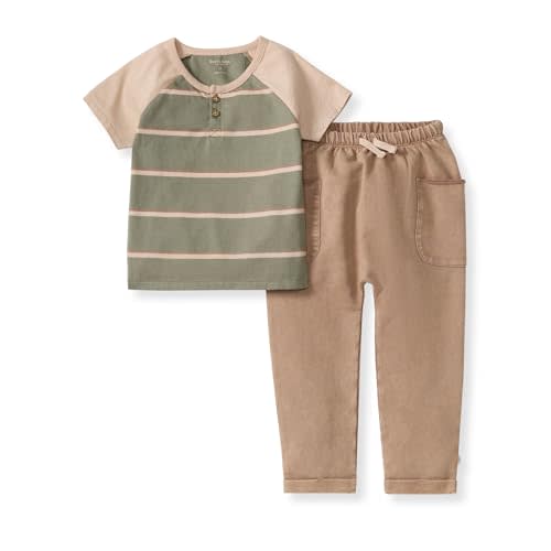 Burt's Bees Baby baby-boys Shirt and Pant Set, Long Sleeve Top & Bottom Outfit Bundle, 100% Organic Cotton