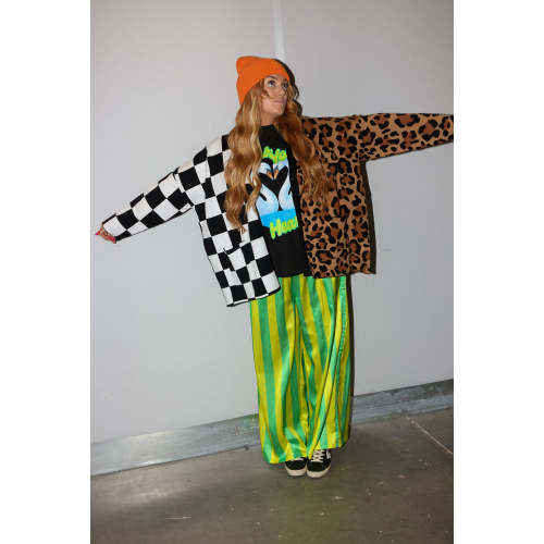 Split Decision Checkered & Leopard Oversized Boxy Cardigan **RESTOCKED**