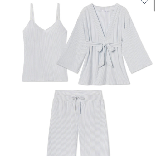 LAKE | Women | DreamModal® Pajamas | Blue Depths Pencil Stripe Maternity Kimono Bundle