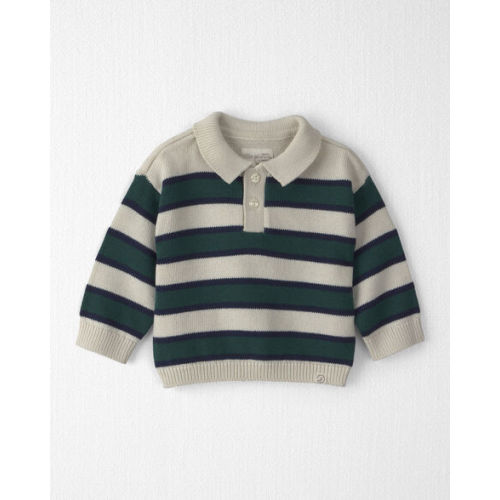 Baby Boy Organic Cotton Sweater Knit Polo in Stripes - Little Planet | Carter's