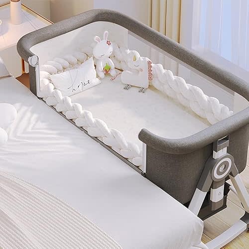 Nawahev Baby Bassinet,3 in 1 Baby Bassinets Bedside Sleeper with Wheels and Mosquito Net,Bedside Bassinet for Baby with Comfy Mattress, Mattress&Breathable Mesh,Storage Basket