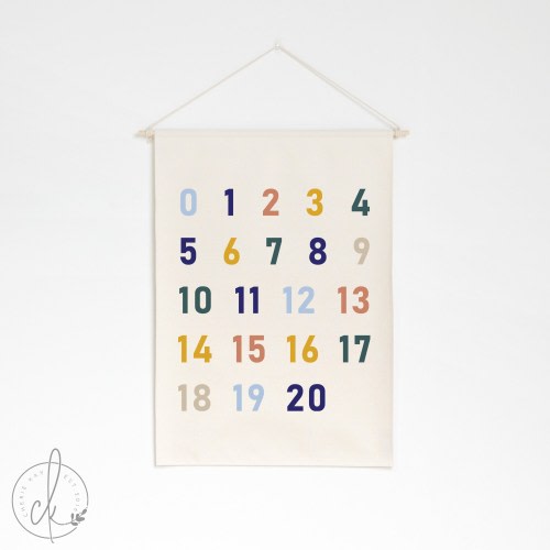 Numbers Sign | Dowel Rod Canvas | Fabric Wall Hanging | Kids Room Decor | Classroom Decor | Playroom Wall Decor