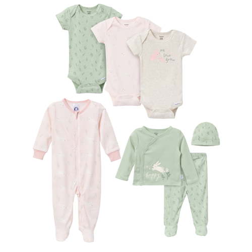 Gerber Baby Girl 7-Piece Gift Set, Sizes Newborn - 3/6 Months