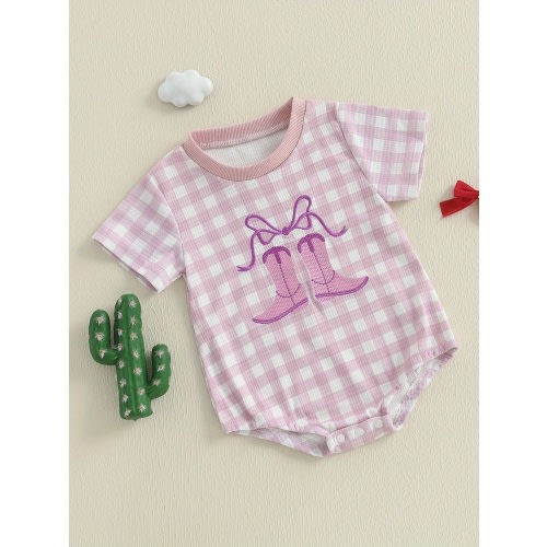 western baby girl clothes short sleeve bow cowboy boots - Temu