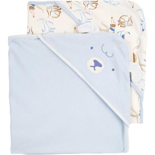 Carter's Baby Hooded Towel (2-pk Blue/Ivory)