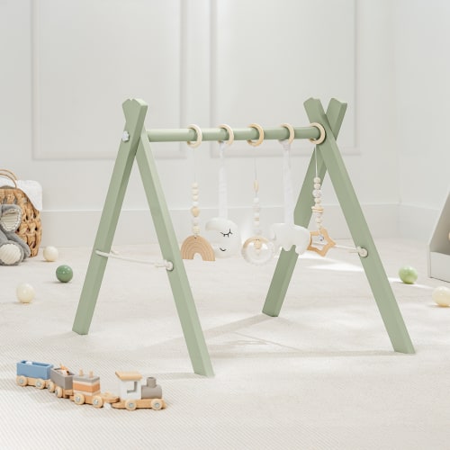 Foldable Baby Play Gym with 5 Hanging Toys by Comfy Cubs