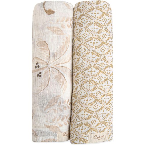 CRANE BABY 2-Pack Assorted Swaddle Blankets, Multi