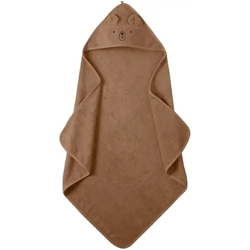 Denmark - Premium Organic Cotton Baby Bath Towel – Hooded Toddler and Baby Towels for Newborn Girl and Boy – Super Soft and Absorbent, 32 x 32 (Bear - Natural)