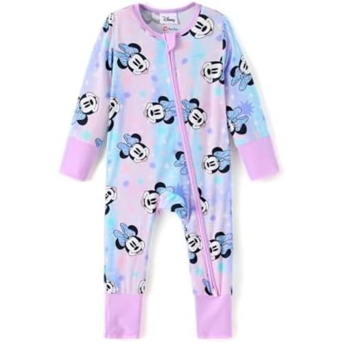 Disney Princess Stitch Marvel Baby Viscose Made from Bamboo Long Sleeve Footie Romper Zipper Sleep Outfit Newborn to Infant