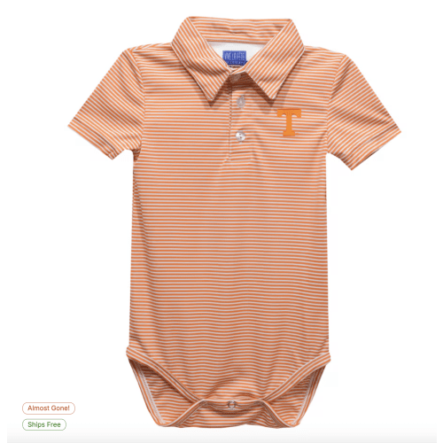 Tennessee Volunteers Vive La Fete Infant Polo Pencil Stripe Bodysuit - Tennessee Orange