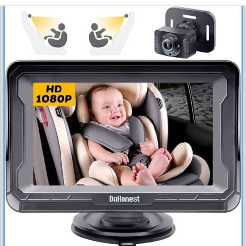 DoHonest Baby Car Camera HD 1080P - Rear-Facing Car Baby Monitor with Night Vision, Adjustable View Angle, Easy Setup, Anti-Glare Display, Safety for Kids & Infants
