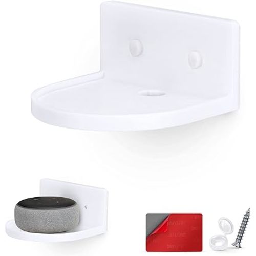 BRAINWAVZ 5” Small Floating Shelf, Adhesive & Screw in, for Bluetooth Speakers, Cameras, Plants, Books, Toys & More, Universal Shelves, Easy to Install Shelf CF2105 White