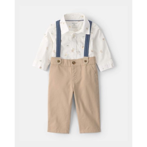 Baby Boy 2-Piece Easter Bunny Bodysuit & Suspender Pant Set - Cream/Khaki | Carter's