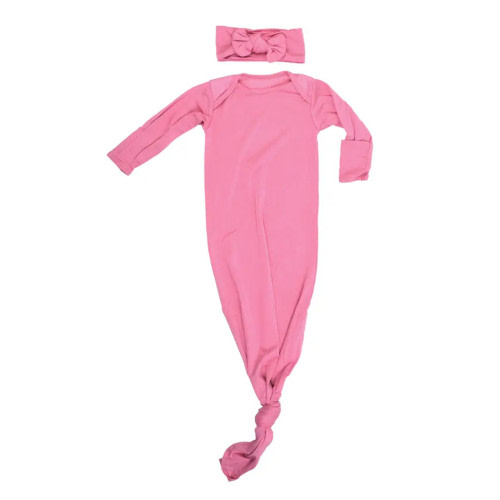 Three Little Tots Rose Knotted Gown with Headband