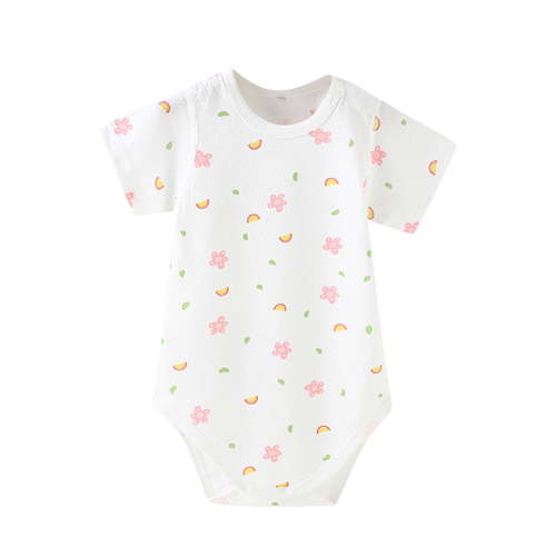 Summer Savings Clearance 2025! THDHVS Newborn Girl Outfits,Newborn Onesies Girl,Newborn Baby Cute Print Short Sleeve Cotton Thin Sweat Breathable Clothes Bags Fart Clothes Pajamas White 0-2 Months