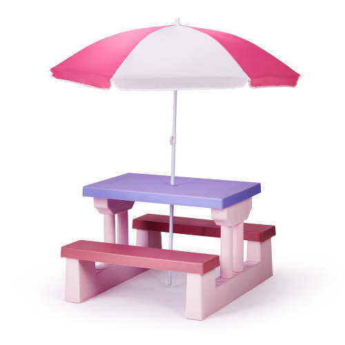 Ktaxon, Kids Picnic Table, Pink and Purple with Umbrella