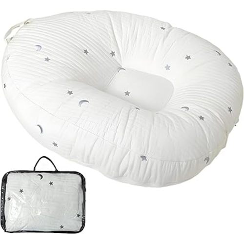 EFELIM Lounge Pillow with Cotton Cover Skin Friendly Multifunctional Floor Pillow with Handle Baby Shower (Silver)