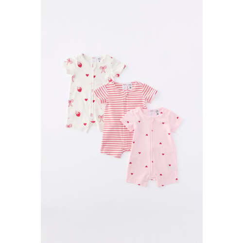 The 3Pk Short Sleeve Zip Romper