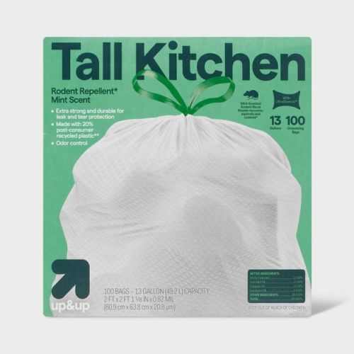 UltraStretch Rodent Repellent Tall Kitchen Drawstring Trash Bags - Mint Scent - 13 Gallon - up&up™