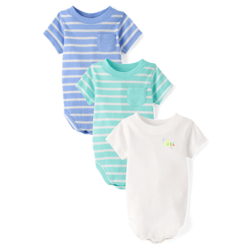 Baby Boys Striped Bodysuit 3-Pack - Green