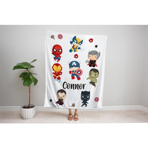 Personalized Super Hero Blanket - Super Hero Minky Throw Blanket - Custom Hero Baby Name Blanket - Superhero Personalized Baby Blanket