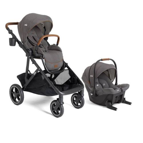 Joie Chive and Mint Travel System - Thunder: All-Terrain Tires, Adjustable Harness, Forward or Rear Facing Seat, Metal Frame