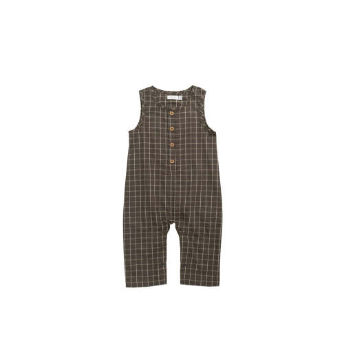 Organic Cotton Milo Jumpsuit - Variegated Grid Tarmac – Jamie Kay USA