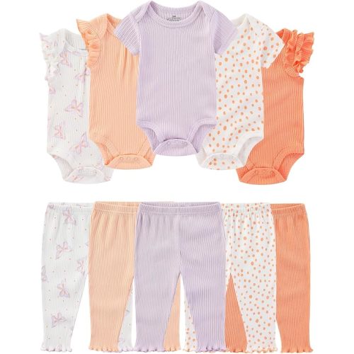 Baby Girl Bodysuit and Pant Set Cotton Ribbed Mix Summer Infant Girls Clothes Outfits 0-12 Month
