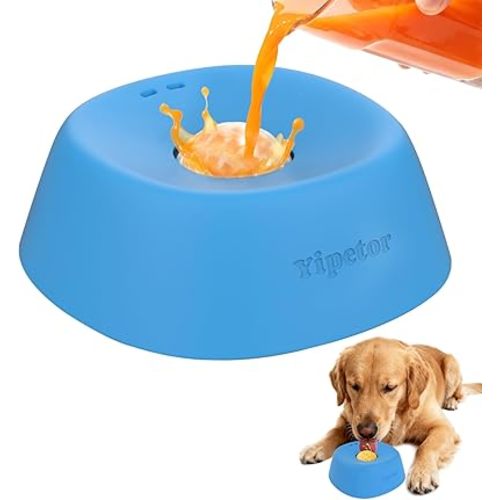 Yipetor Slow Feeder Dog Bowls for Liquid Treat, Anti-Slip【Entertained Ball-in】 Bone Broth Dog Lick Bowl, 3/4 Cup Yogurt Pup Lick Toy for Large Medium Small Breeds Dietary Supplement/Post-op Nutrition