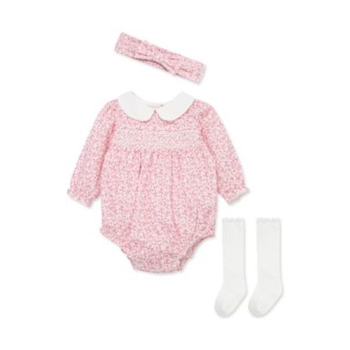 Baby Girls Floral Outline Bubble Dress with Headband