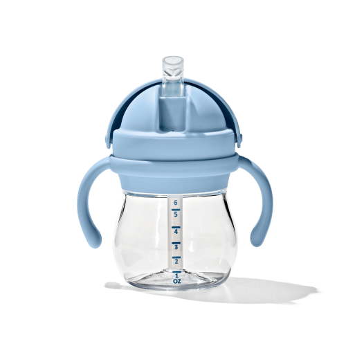 OXO Baby Straw Cup with Removable Handles Dusk 6 oz Spill-Proof Silicone Straw