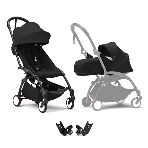 Stokke YOYO3 Stroller from Newborn to Toddler, Easy Folding, Black/Black | All In One Stroller, Includes Frame, Color Pack, Newborn Pack, & Car Seat Adapters, Carry-On Compatible, Light & Compact