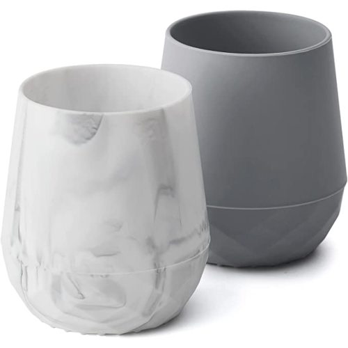 SAMiGO Silicone Baby Cups for 6-12 Months, Tiny Open Cups for Training and Water Drinking, Baby Led Weaning Supplies, 2 OZ