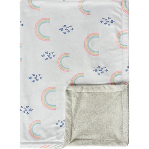 Baby Blanket 30x40 Inches Soft Double Layer Fleece Blankets with Sweet Rainbow Print Gender Neutral Crib Blanket for Infant, Toddler, Newborn Baby Girl or Boy Shower Gift