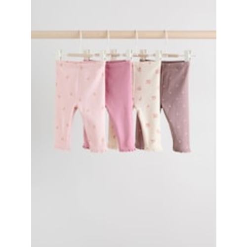 Pink/Brown/Heart Baby Leggings 4 Pack (3-6 months) from Next USA
