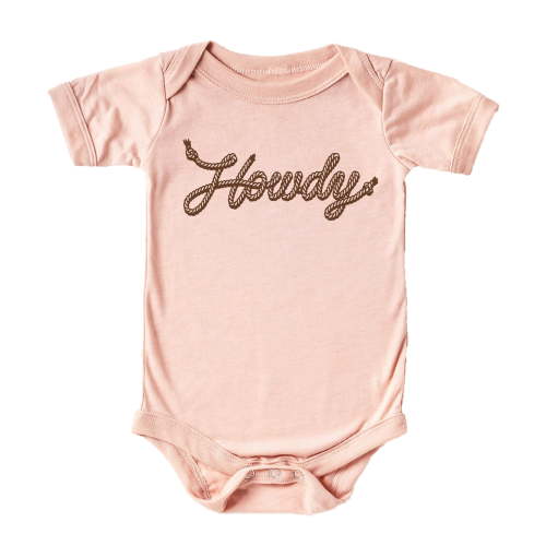 Howdy Rope Script Baby Bodysuit for Girls and Boys Trendy Vintage Country Western Outfit Peach Bodysuit 6 Months