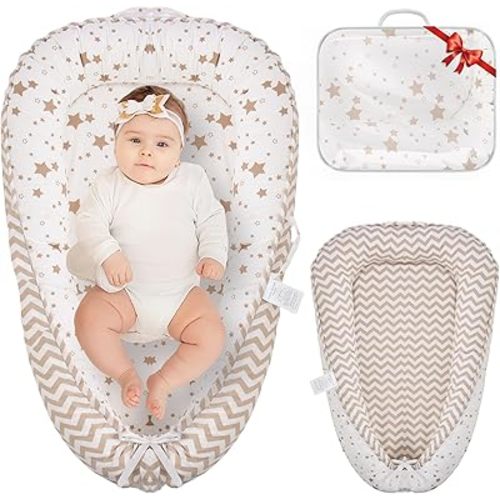 Baby Lounger,Portable Infant Lounger with Breathable Cotton Cover,0-24 Months Newborn Baby Nest for Tummy Time and Travel, Newborn Essentials