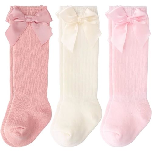 BQUBO Baby Knee High Socks Newborn Infant Toddler Kids Socks Girls Uniform Leggings Dress Sock Long Cotton Stockings
