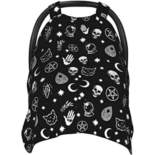 Goth Car Seat Cover for Baby in Winter Summer, Nursing Cover for Mom, Gothic Stuff for Baby Boys Girls