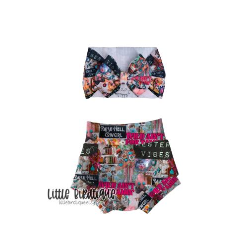 Wild Aint for Tamin Western Cowgirl Bow Nylon Clip Piggies Headwrap Top Knot Messy Wrap Rose Knot Bummies Bell Bottoms