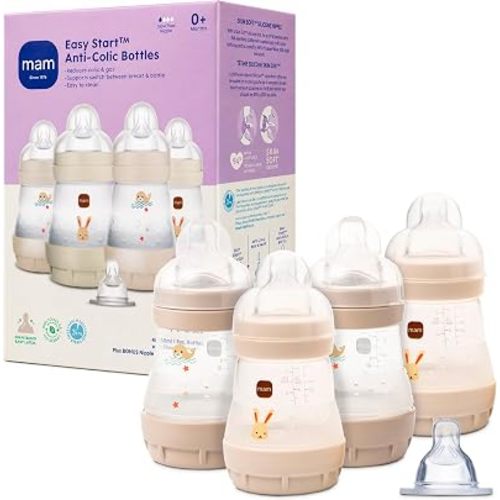 MAM 5oz Easy Start Anti-Colic+ Vented Baby Bottle, 0+ Mths, 4 Pk, Unisex