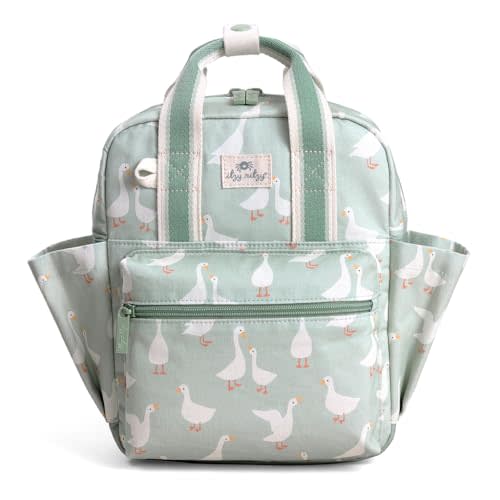 Itzy Ritzy Toddler Backpack - Daycare Bag - Features Adjustable Shoulder Straps, 2 Side Pockets & Spacious Interior with Wipeable Fabric Lining & Name Label, Goose