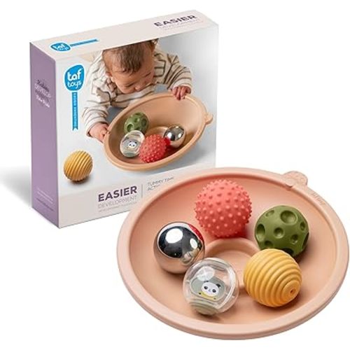 Taf Toys Tummy Time Play Tray with 5 Sensory Balls for Babies 3-6 Months - Interactive Baby Ball Toy - Enhances Motor Skills, Hand-Eye Coordination - Fun Toddler Ball Toys for Toddlers 1-3