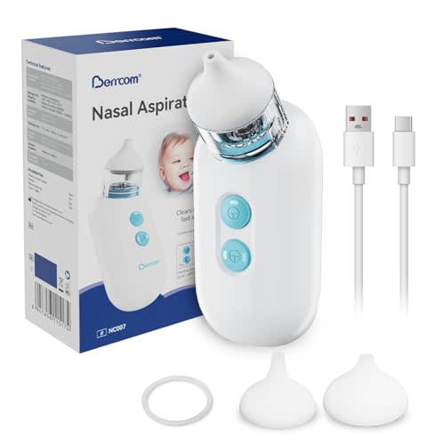 Berrcom Electric Nasal Aspirator for Baby, Baby Nose Sucker for Toddler Nose Suction for Infants, Rechargeable Nose Cleaner for Toddler with 2 Suction Levels and 2 Silicone Tips, USB Rechargeable