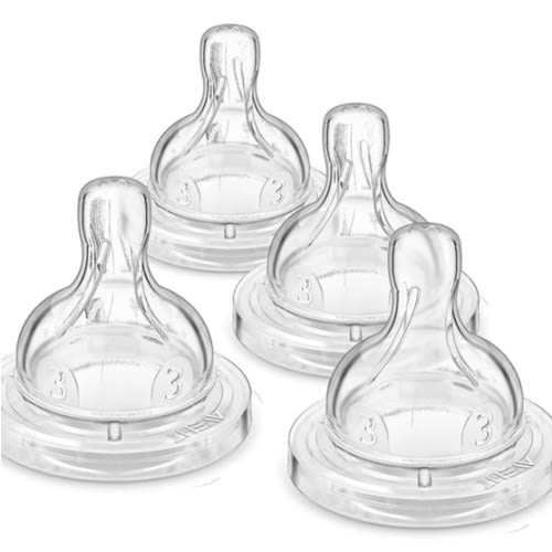 Philips AVENT Anti-Colic Baby Bottle Flow 3 Nipple, SCY763/04, 4 Count (Pack of 1)