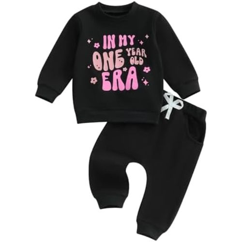 WZTYYDS Baby Girl First Birthday Outfit In My One Year Old Era Sweatshirt Fall Long Sleeve 1st Birthday Shirt Pants Set