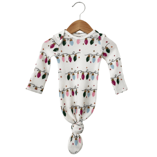 Organic Waffle Knotted Gown, Pink Christmas Lights – SpearmintLOVE